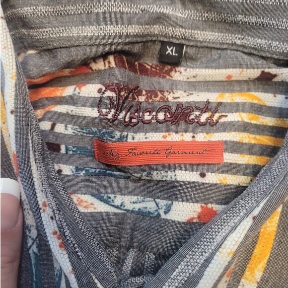 Luchiano Visconti Mens XL Dress Shirt Grey Multi Floral Button Front Long Sleeve - Picture 4 of 6